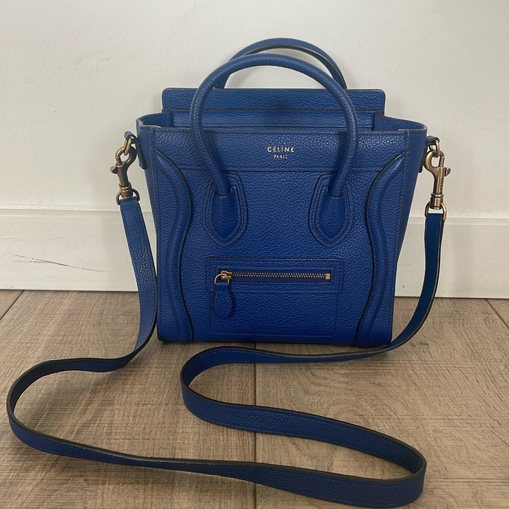 Celine Nano Luggage Bag Cobalt Blue